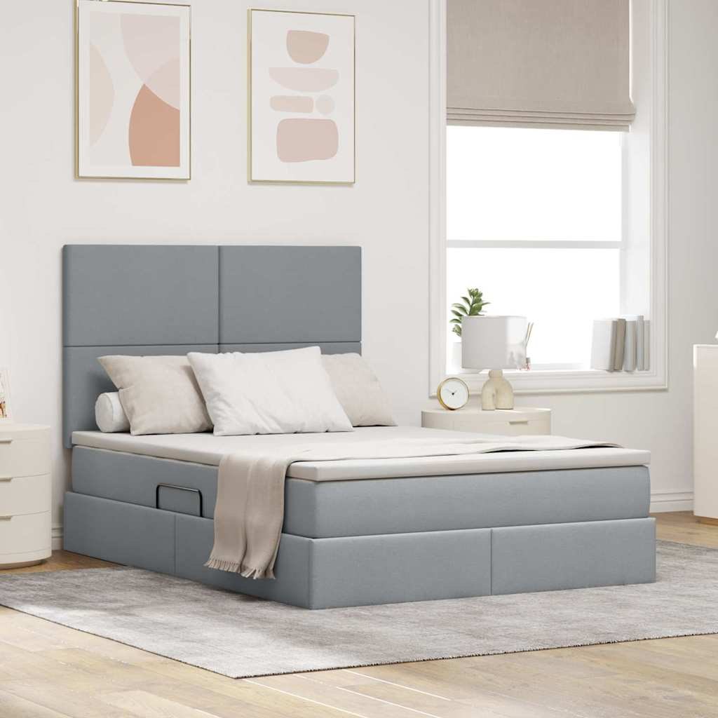 Łóżko z miejscem na przechowywanie i LED 140 x 190 cm Poliester