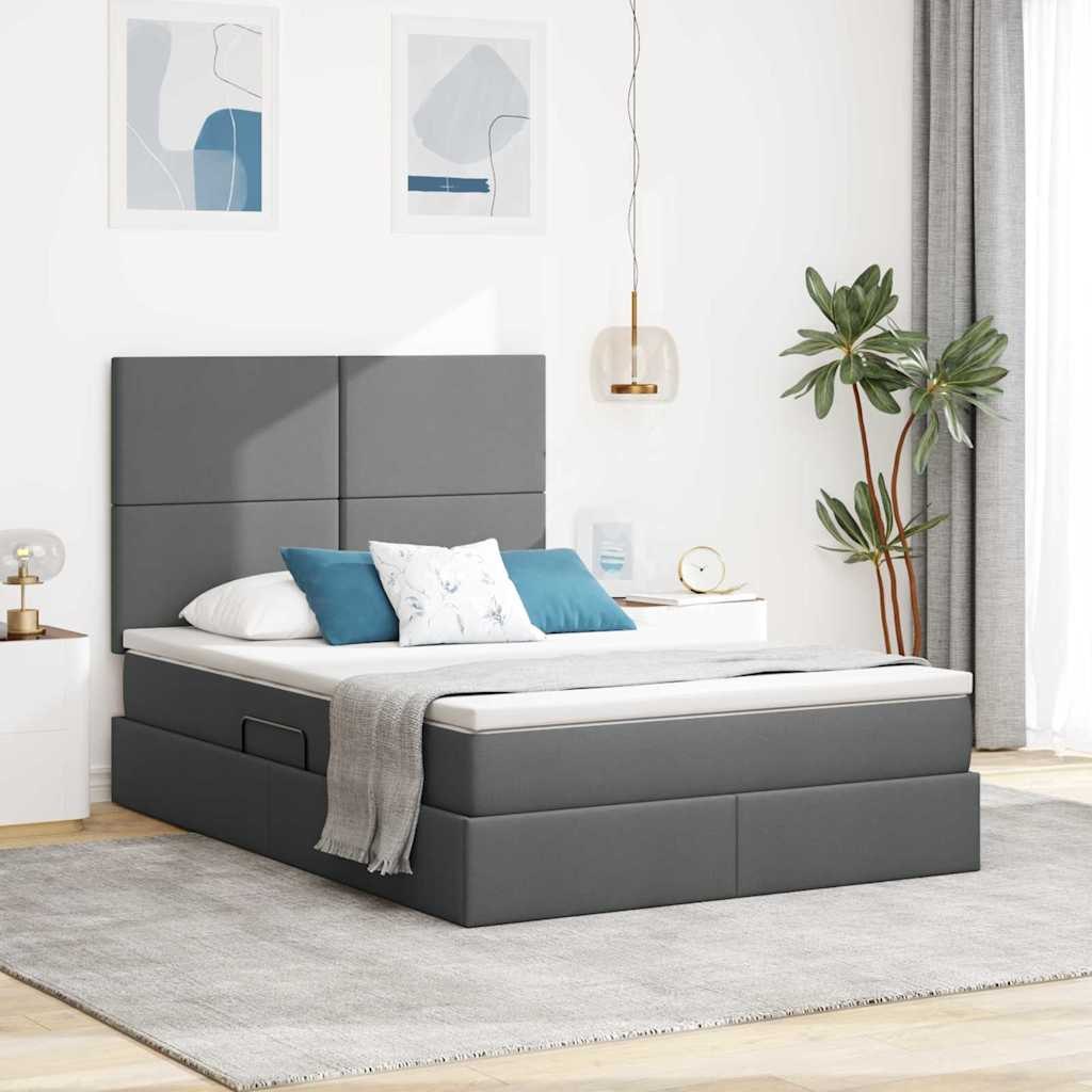 Łóżko z miejscem na przechowywanie i LED 140 x 200 cm Poliester