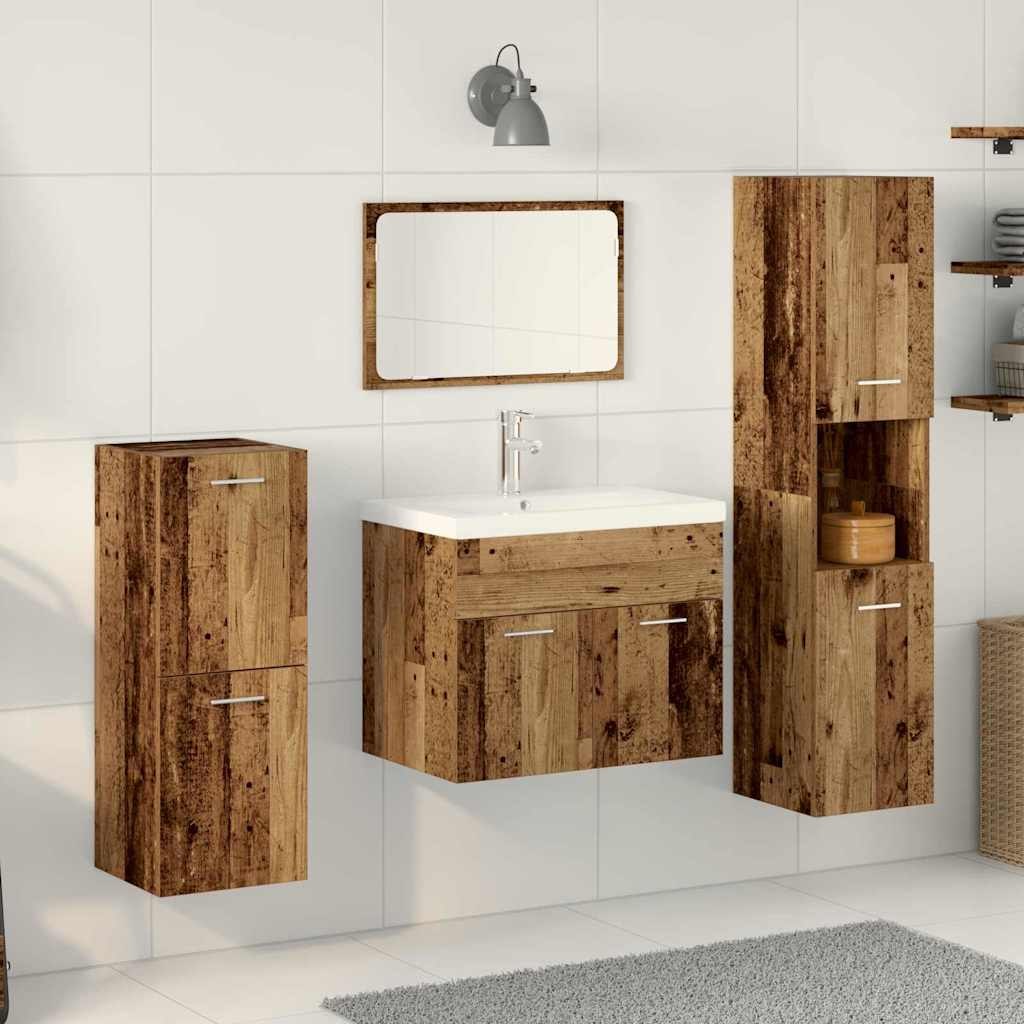 Zestaw mebli łazienkowych z przechowywaniem 4 pcs Stare drewno