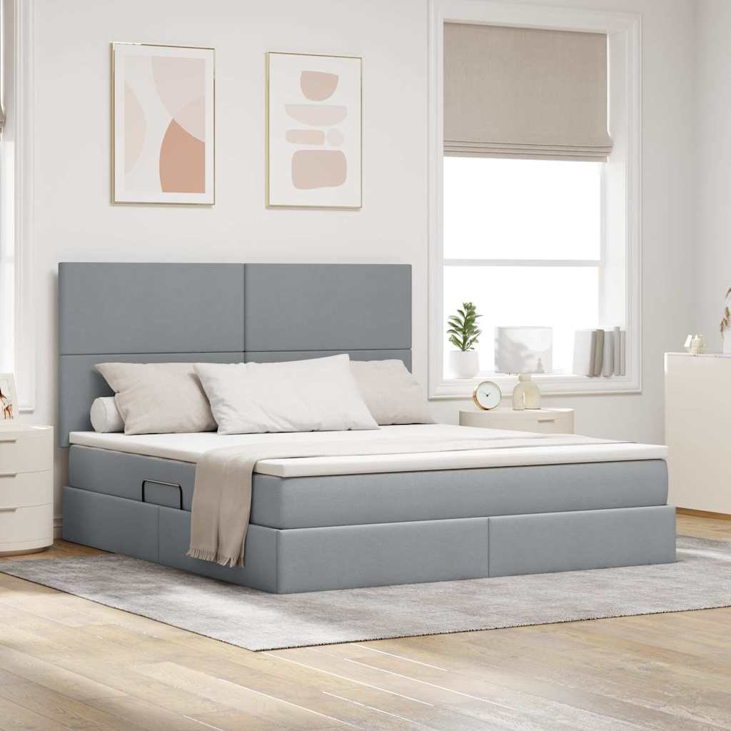 Łóżko z miejscem na przechowywanie i LED 160 x 200 cm Poliester