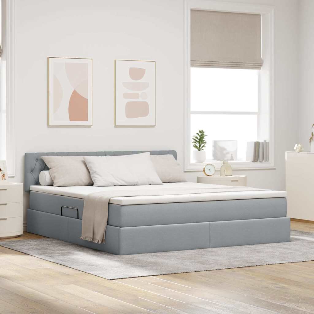 Łóżko z miejscem na przechowywanie i LED 160 x 200 cm Poliester