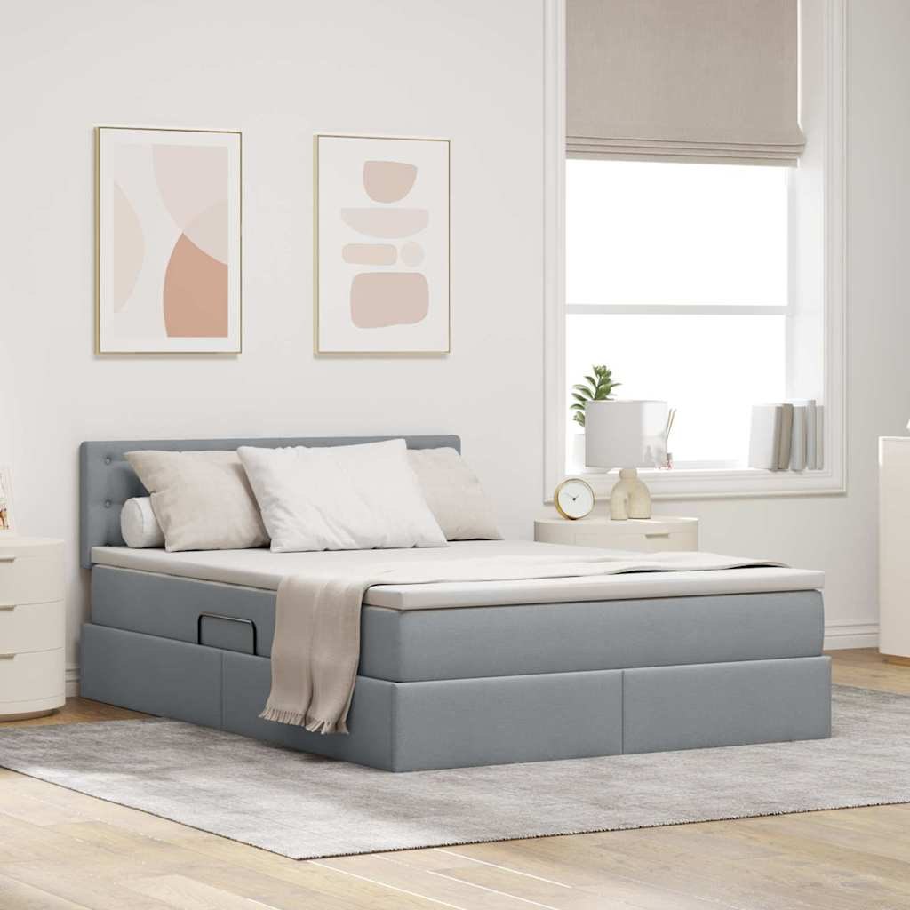 Łóżko z miejscem na przechowywanie i LED 140 x 200 cm Poliester