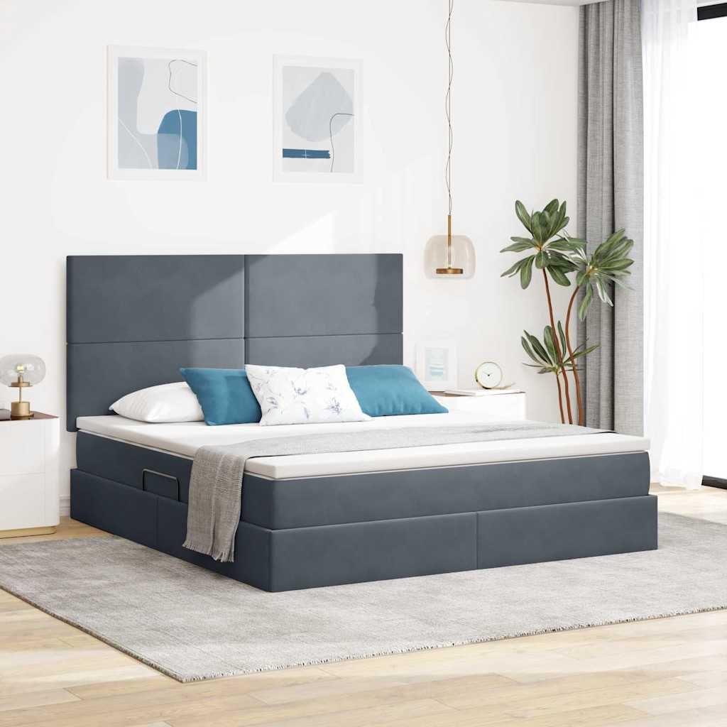 Łóżko z miejscem na przechowywanie i LED 180 x 200 cm Aksamit