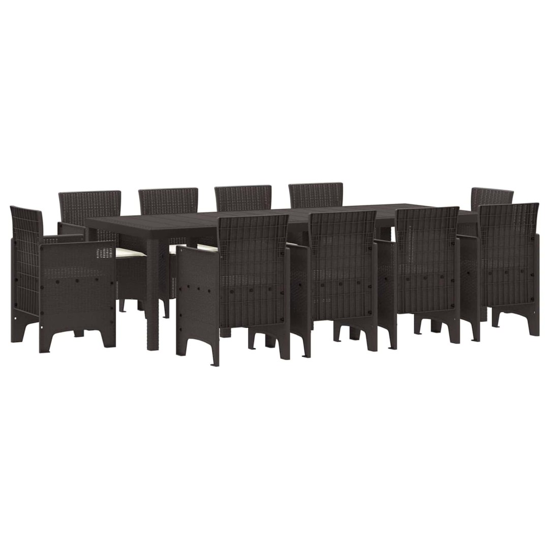 Zestaw do jadalni w ogrodzie 11 pcs Brązowy Rattan Polt 3378601