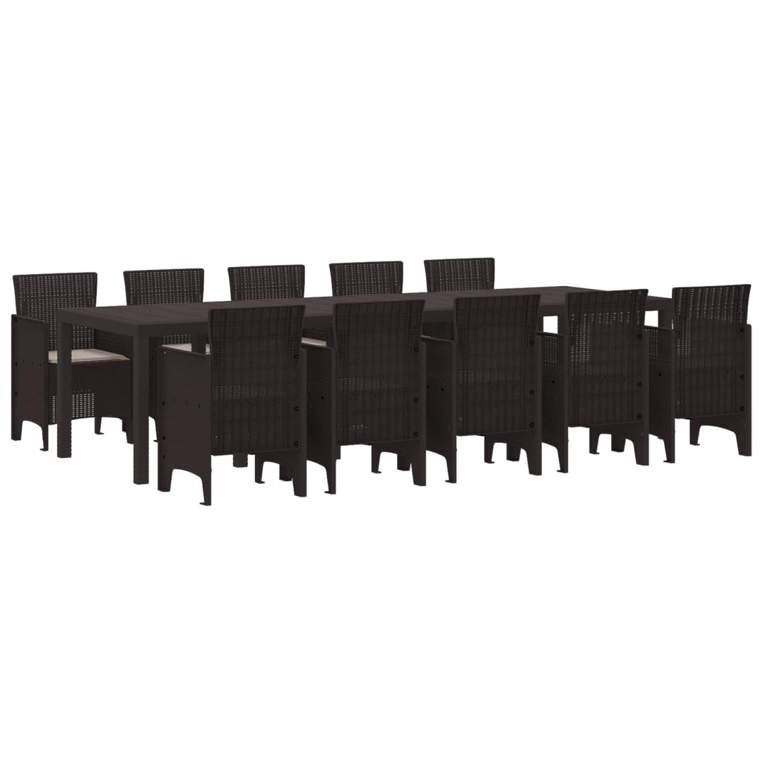 Zestaw do jadalni w ogrodzie 11 pcs Brązowy i Taupe Polirattan 3378758