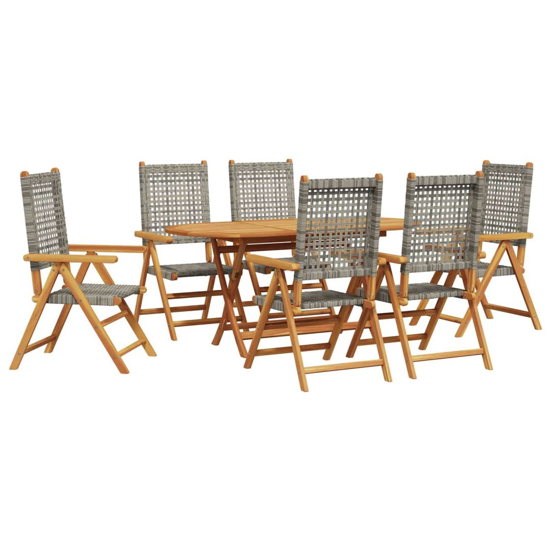 Zestaw do jadalni w ogrodzie 7 pcs Szary Lite Drewno Akacji 3375733