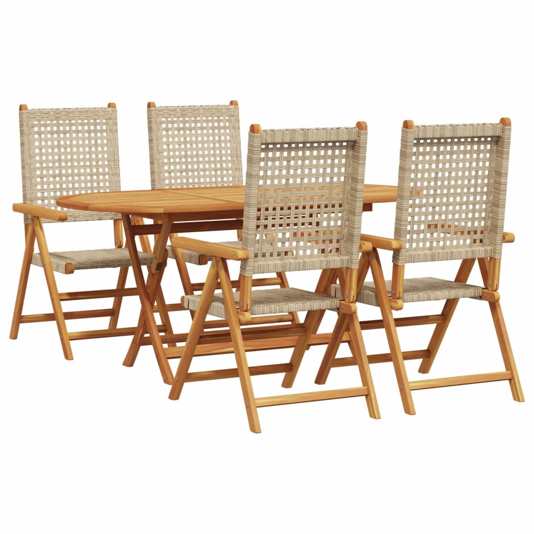 Zestaw do jadalni w ogrodzie 5 pcs Beżowy Lite Drewno Akacji 3375734