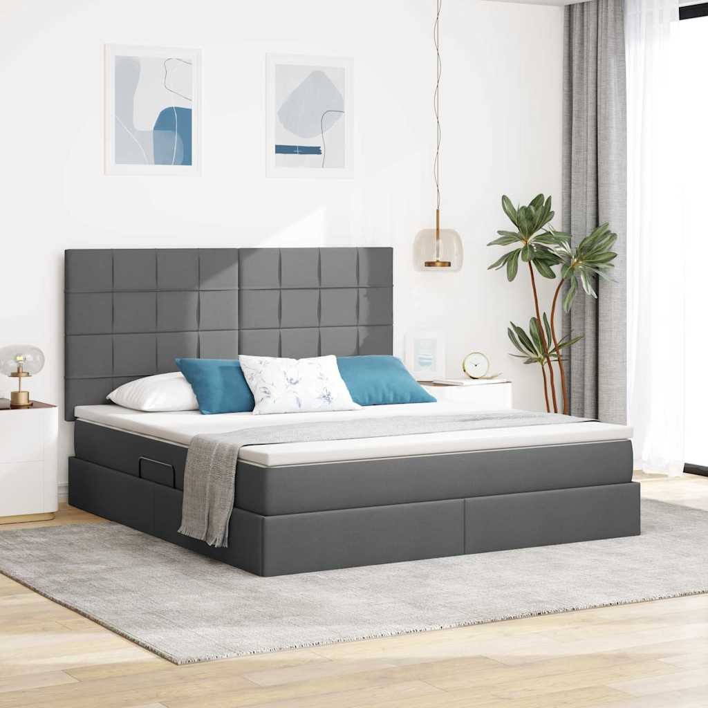 Łóżko z miejscem na przechowywanie i LED 180 x 200 cm Poliester