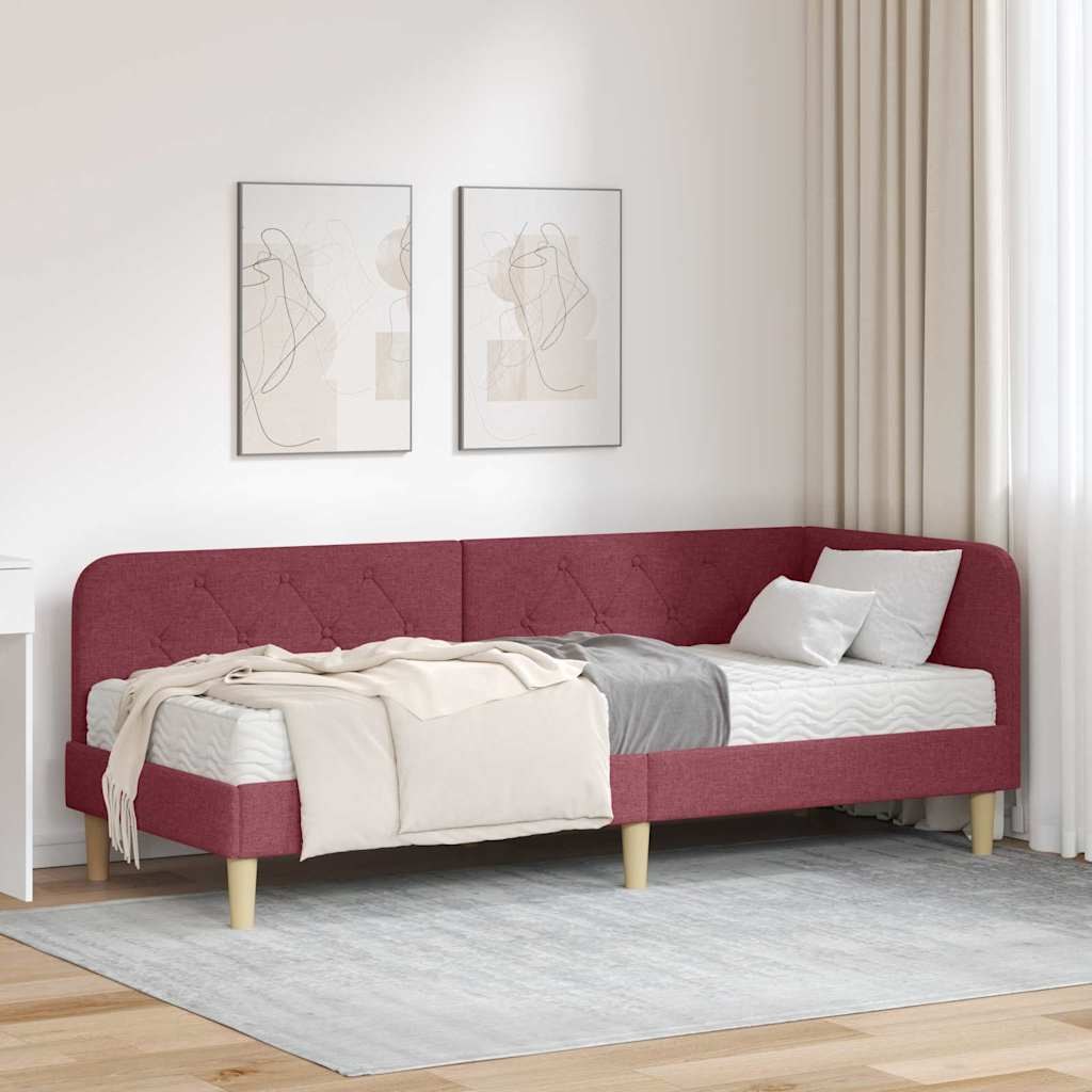 Rama łóżka narożnego Czerwone wino 80 x 200 cm tkanina