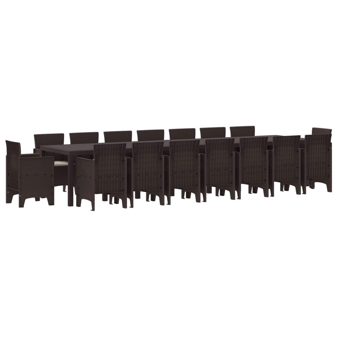 Zestaw do jadalni ogrodowej z poduszkami 17 pcs Brązowy PP 3378658
