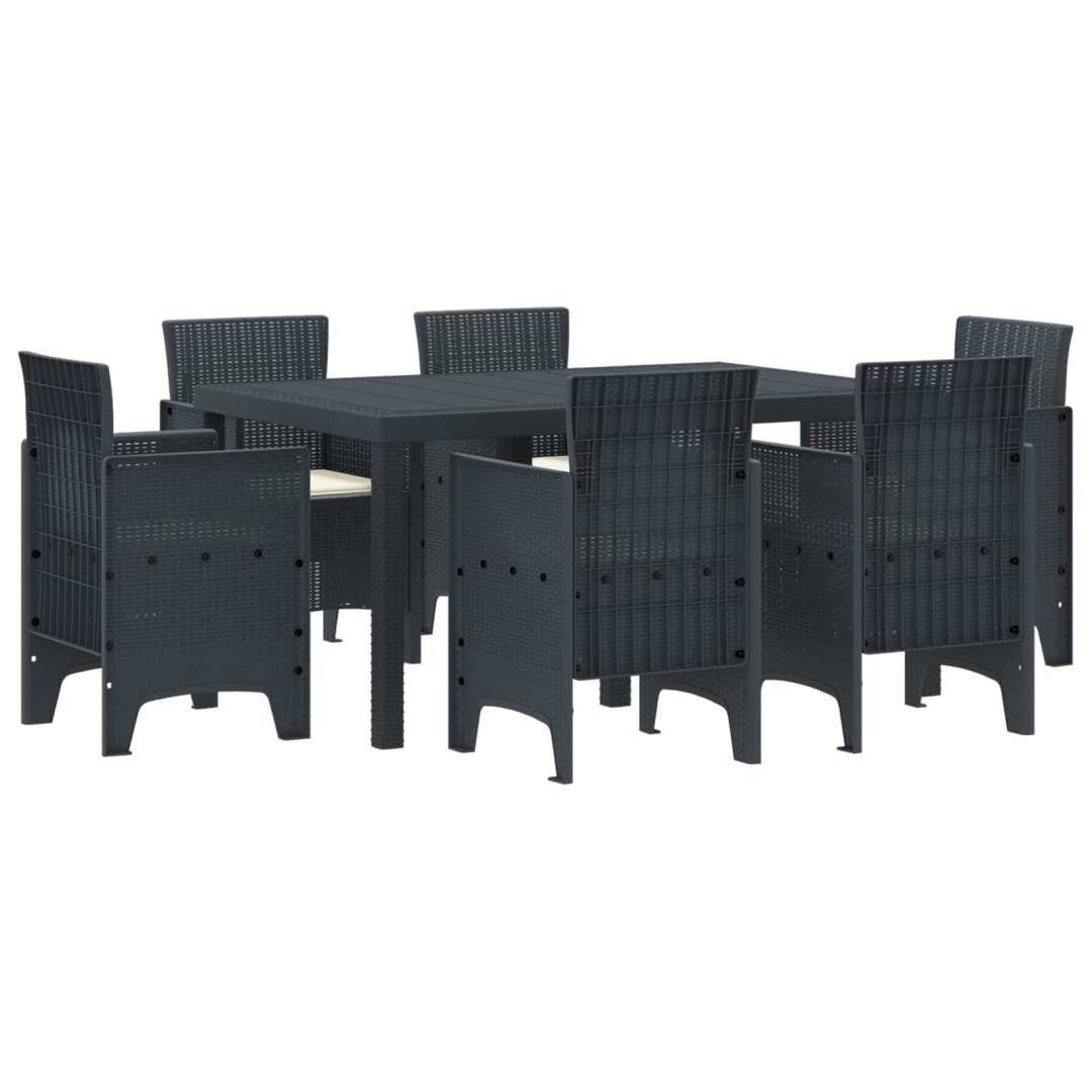 Zestaw do jadalni w ogrodzie 7 pcs Antracyt Rattan Polt 3378556