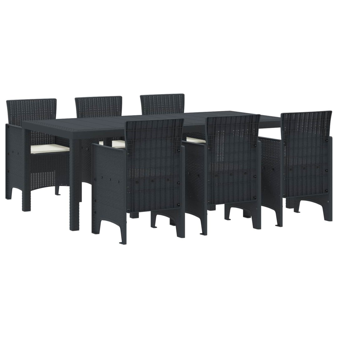 Zestaw do jadalni w ogrodzie 7 pcs Antracyt Rattan Polt 3378716