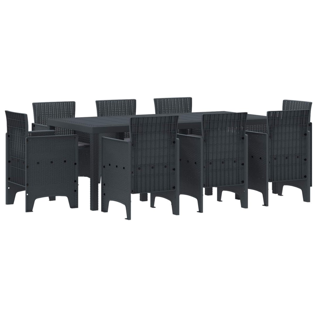 Zestaw do jadalni w ogrodzie 9 pcs Antracyt Rattan Polt 3378575