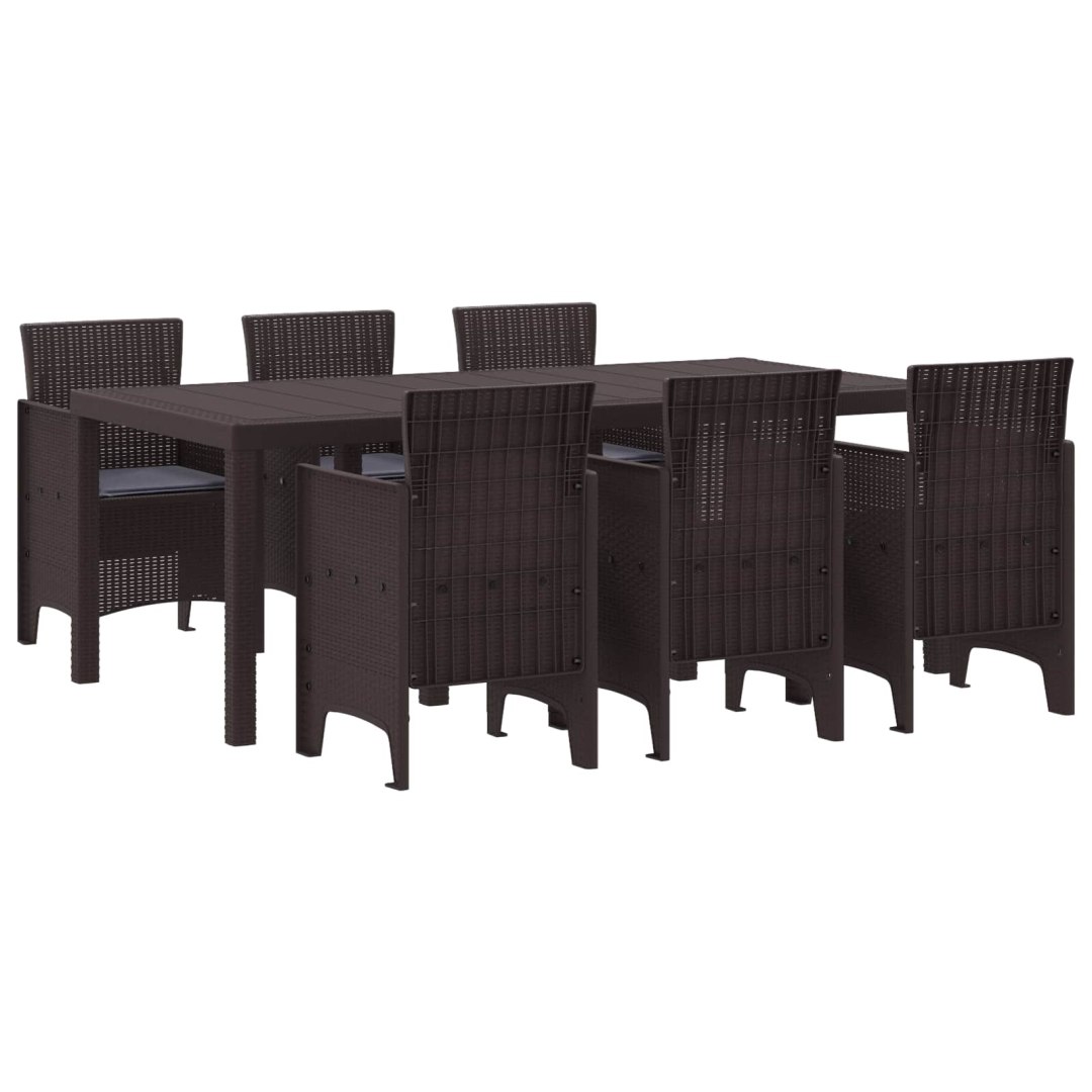 Zestaw do jadalni w ogrodzie 7 pcs Brązowy Rattan Polt 3378720