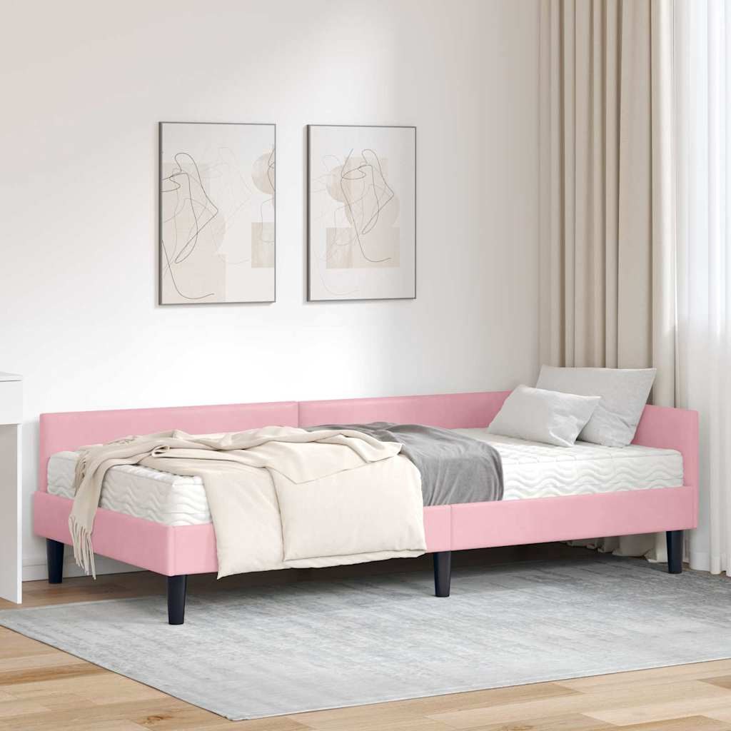Rama Łóżka Narożnego z Materacem Inny 2 pcs Szary Aksamit