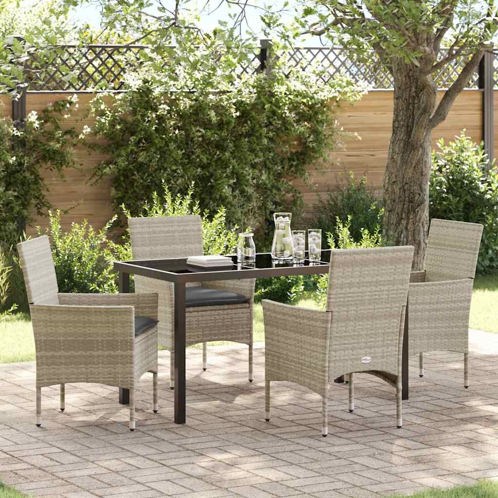 Zestaw do jadalni w ogrodzie 5 pcs Jasnoszary polirattan 3379809