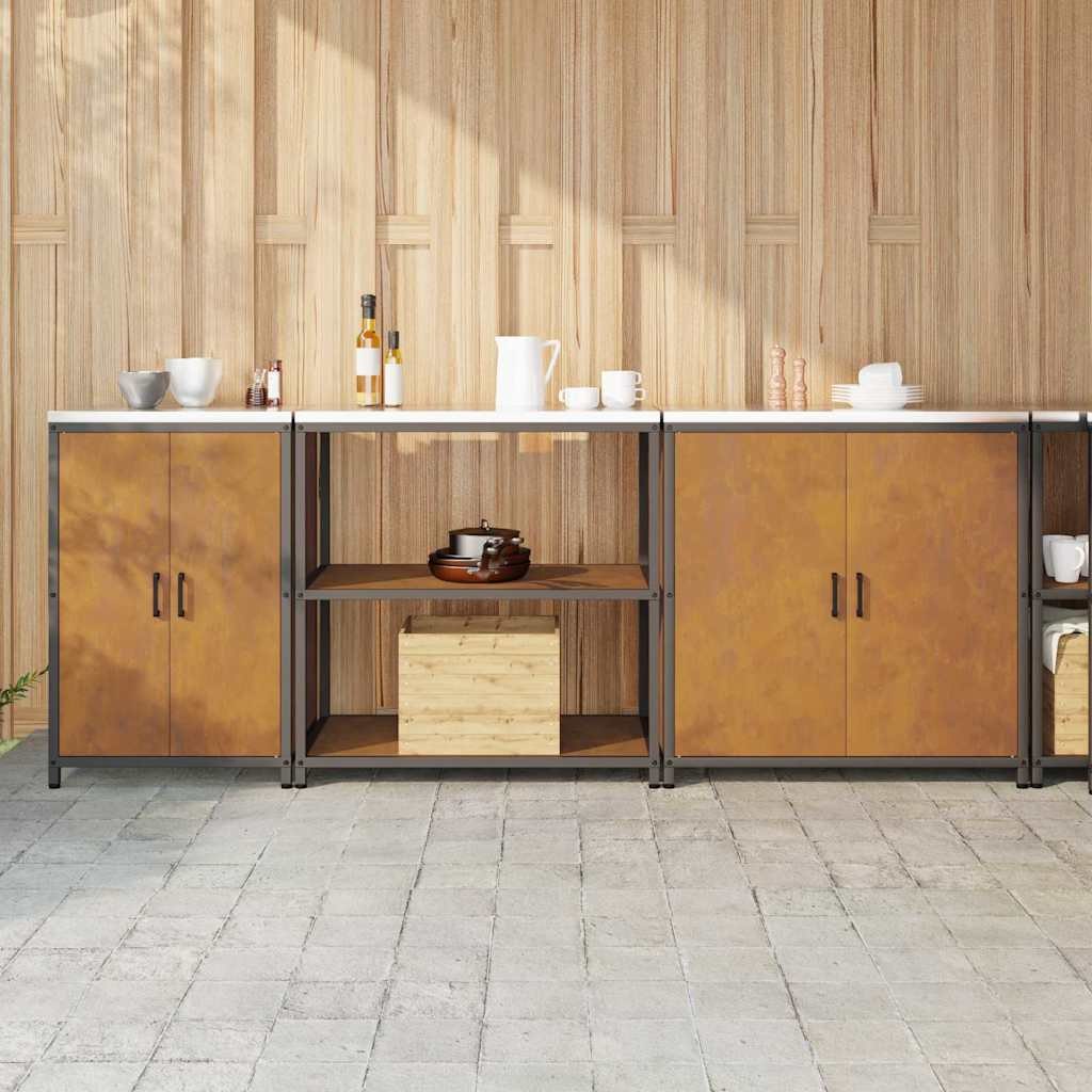 Zestaw do przechowywania w kuchni z półką 3 pcs Rdzawy