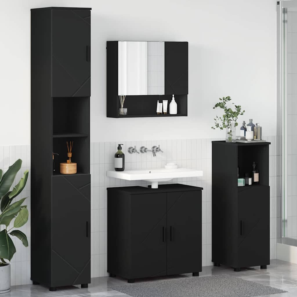 Zestaw mebli łazienkowych Montowane na ścianie 4 pcs Czarny