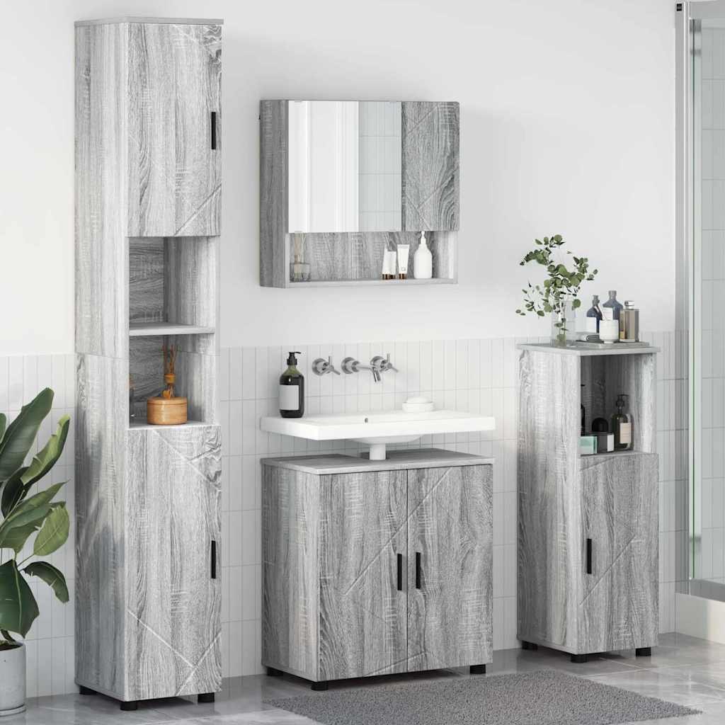 Zestaw mebli łazienkowych z przechowywaniem 4 pcs Szary Sonoma