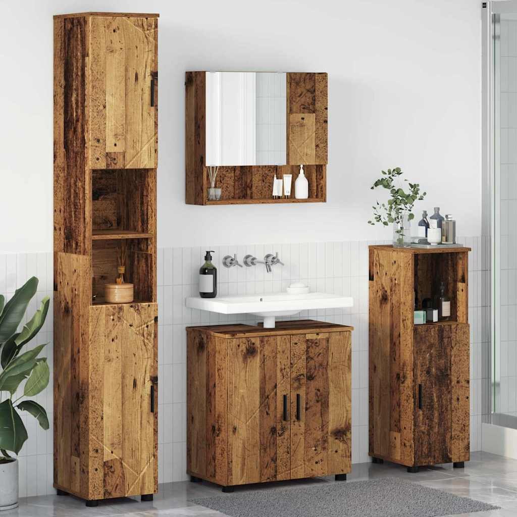 Zestaw mebli łazienkowych z przechowywaniem 4 pcs Stare drewno