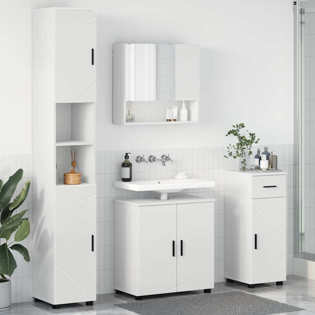 Zestaw mebli łazienkowych z szufladą z drzwiami 4 pcs Biały