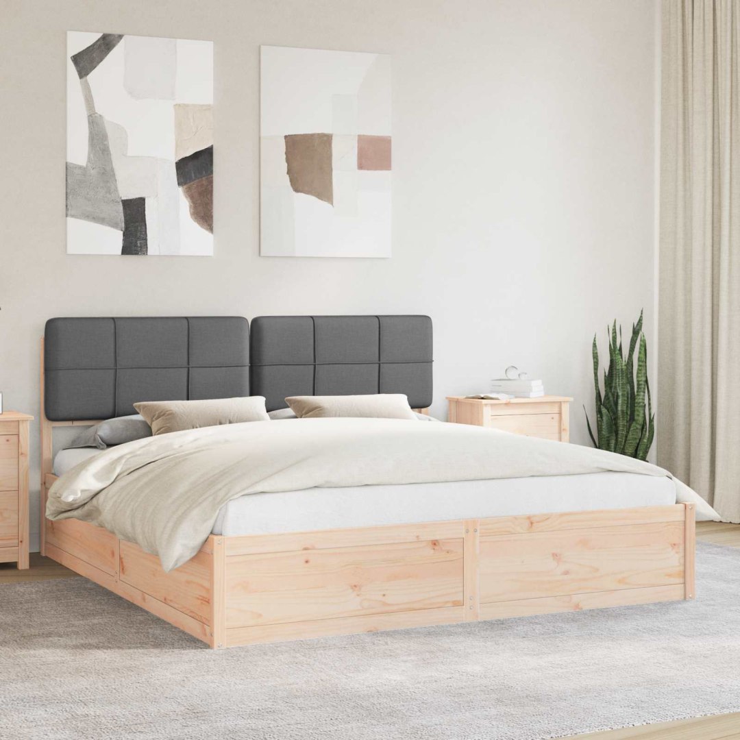 Ramka łóżka z tapicerowanym wezgłowiem Ciemnoszary 180 x 200 cm