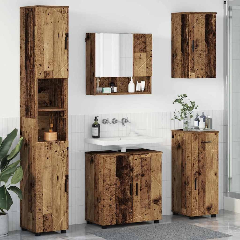 Zestaw mebli łazienkowych z szufladą 5 pcs Stare drewno