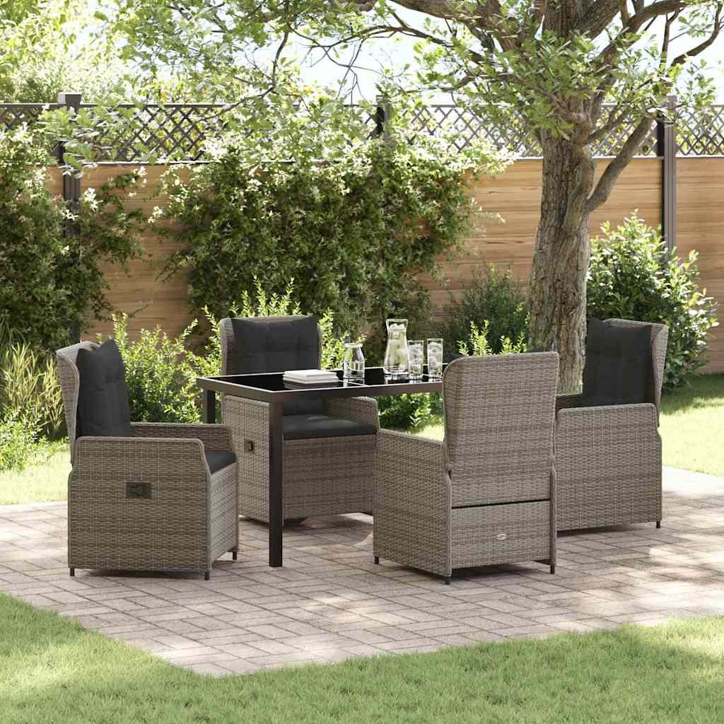 Zestaw do jadalni w ogrodzie 5 pcs Szary polirattan 3380955