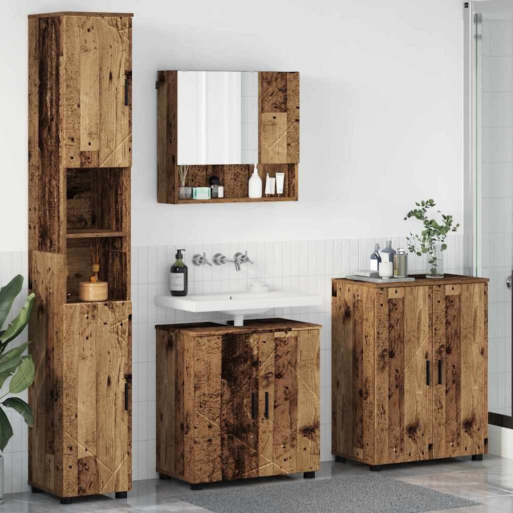 Zestaw mebli łazienkowych z przechowywaniem 4 pcs Stare drewno