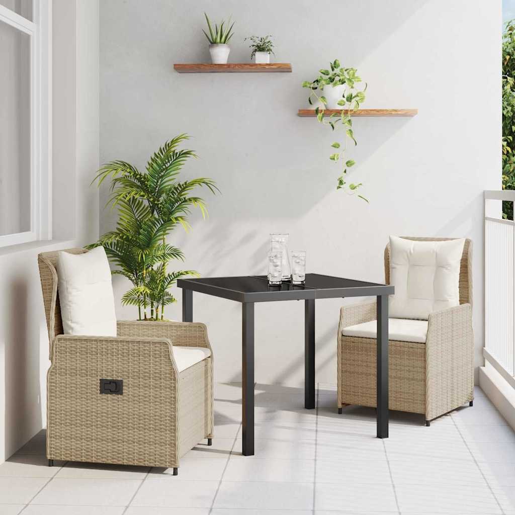 Zestaw do jadalni w ogrodzie 3 pcs Beżowy polirattan 3380967