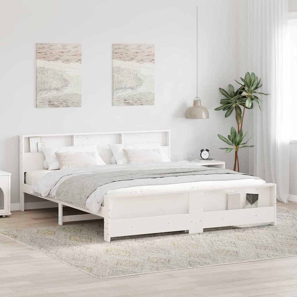 Ramka łóżka Biały 200 x 200 cm Materiał drewnopochodny