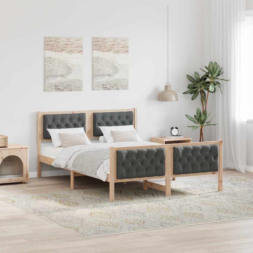 Ramka łóżka Ciemnoszary 150 x 200 cm Lite drewno sosnowe