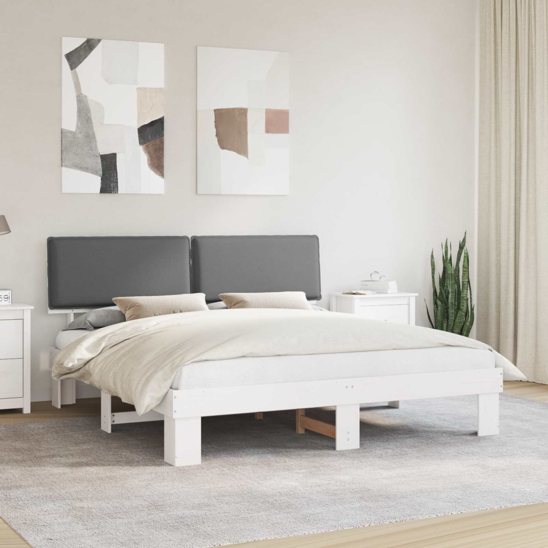 Ramka łóżka z tapicerowanym wezgłowiem Jasnoszary 180 x 200 cm