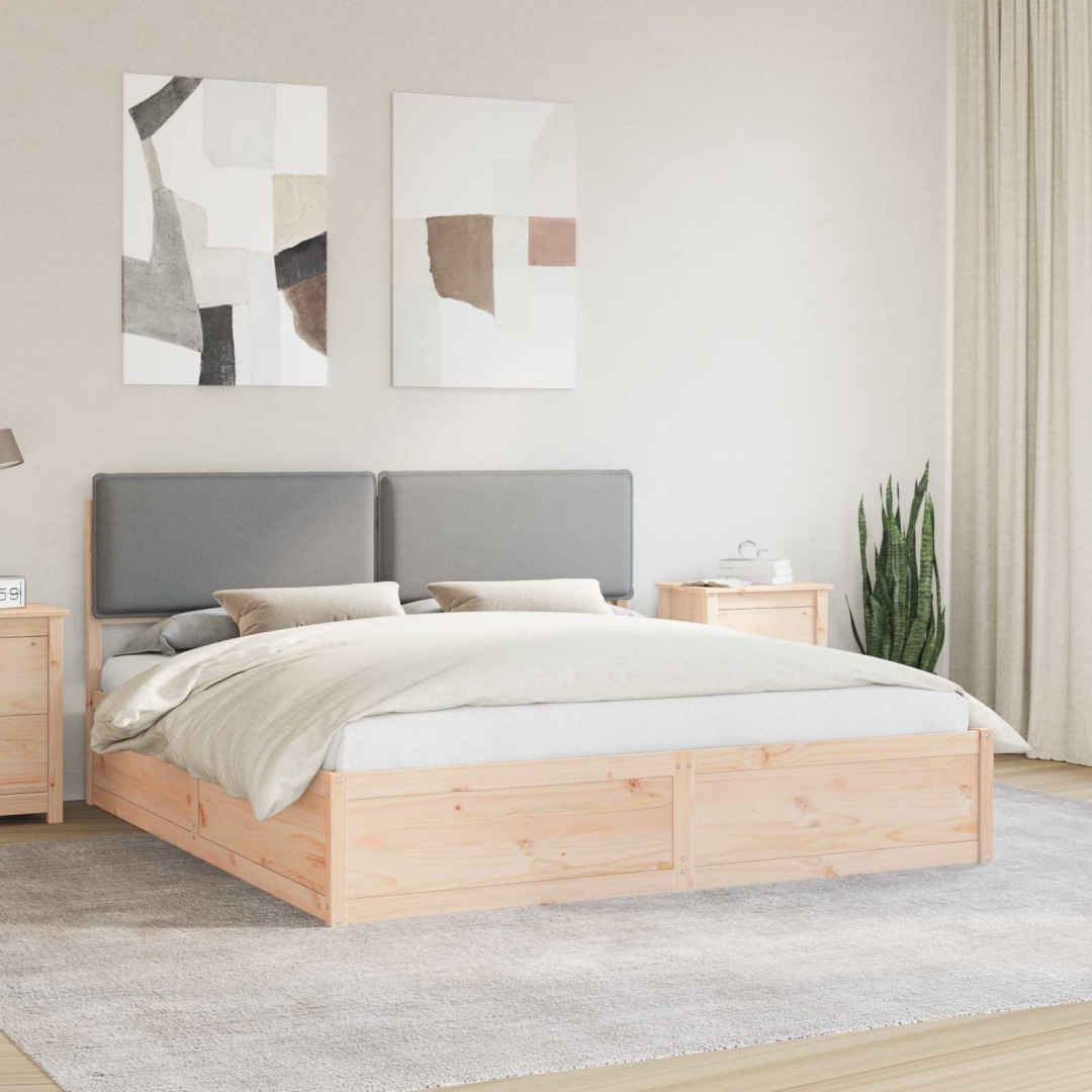 Ramka łóżka z tapicerowanym wezgłowiem Jasnoszary 180 x 200 cm