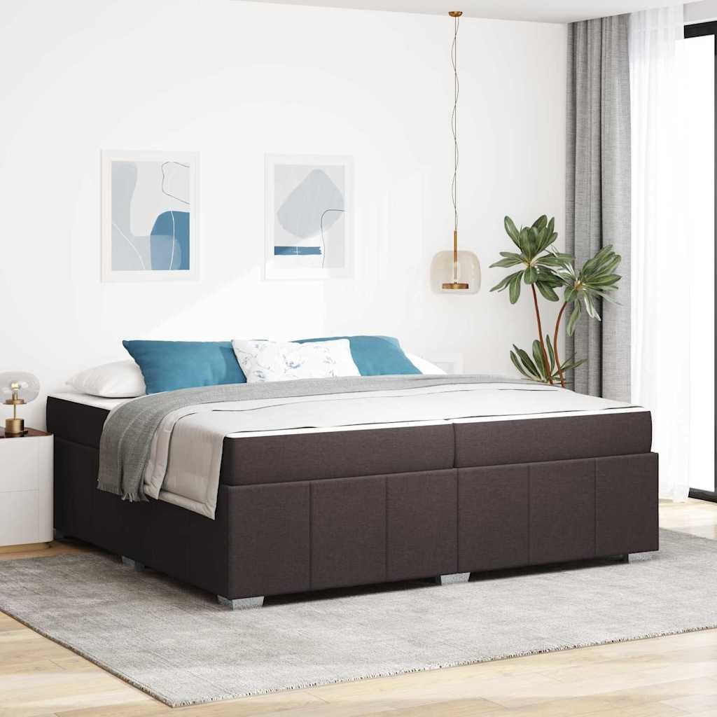 Ramka łóżka z materacem Ciemny brąz 200 x 200 cm tkanina