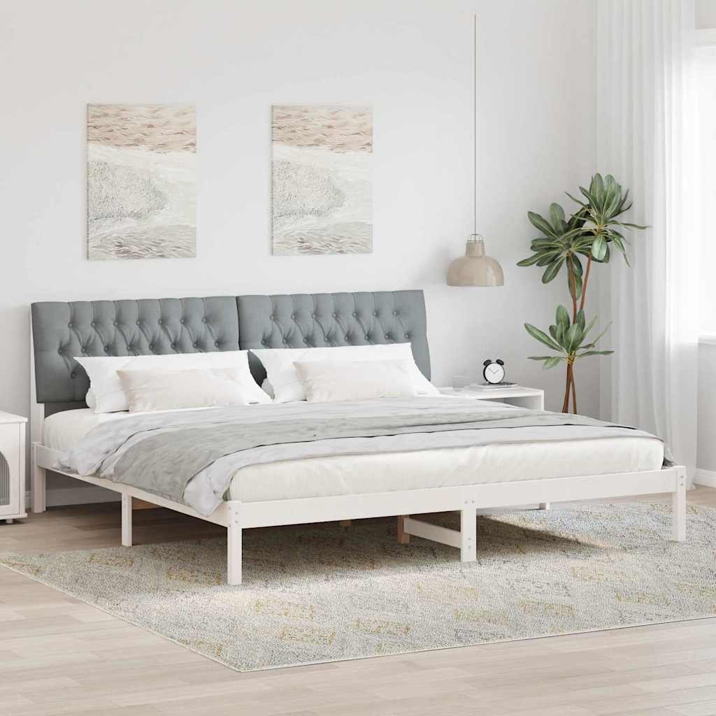 Ramka łóżka z tapicerowanym wezgłowiem Biały 200 x 200 cm