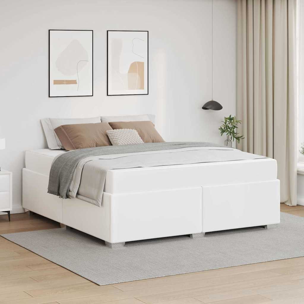 Ramka łóżka z materacem Biały 160 x 200 cm tkanina