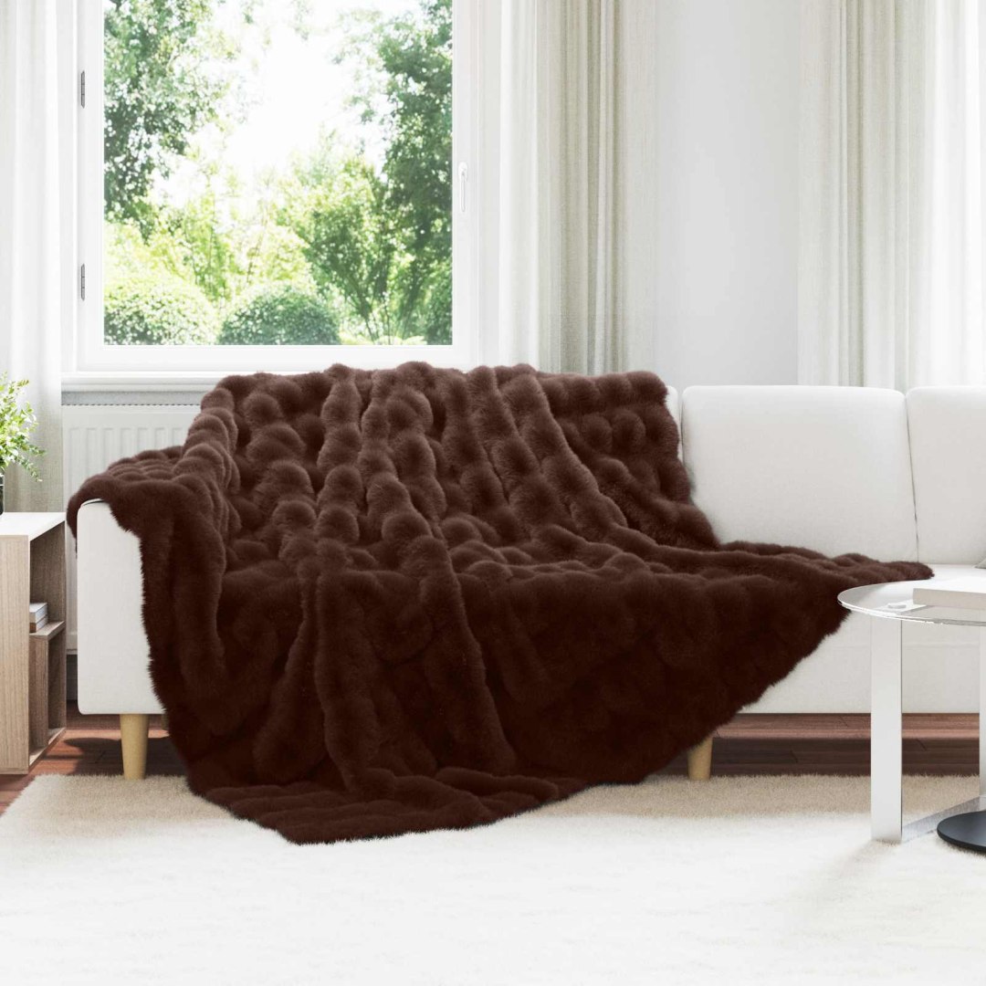 Koc z futra sztucznego królika 4 pcs Camel 240 x 270 cm