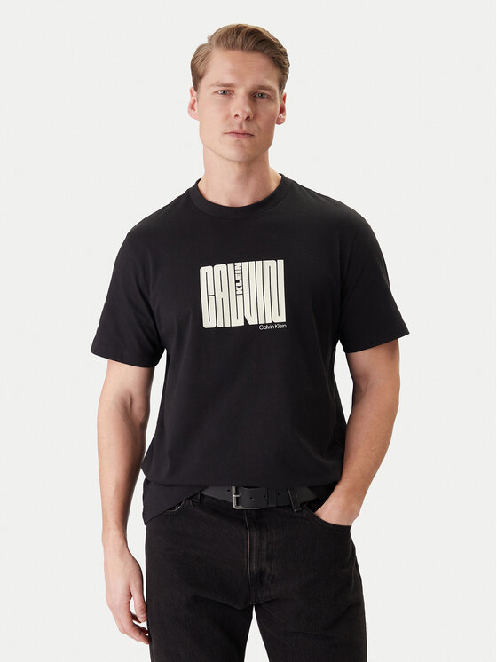 Calvin Klein T-Shirt Maze Graphic LV04RE832G Czarny Regular Fit