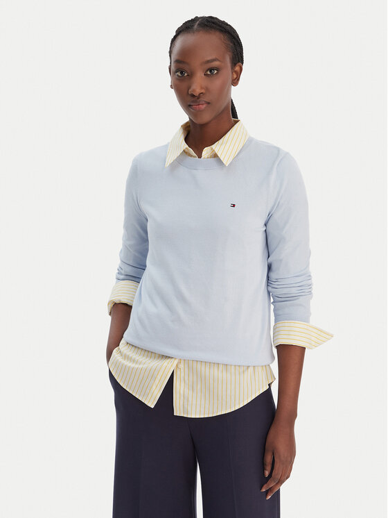 Tommy Hilfiger Sweter WW0WW44984 Błękitny Regular Fit