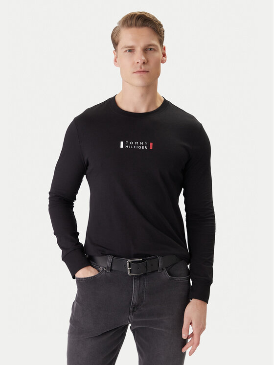 Tommy Hilfiger Longsleeve Brand Love Ls Tee MW0MW41454 Czarny Slim Fit