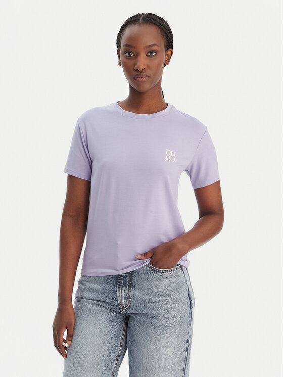 HUGO T-Shirt 50556981 Fioletowy Regular Fit