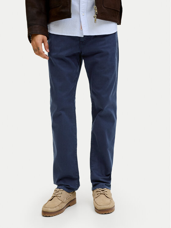 Jack & Jones Spodnie materiałowe Clark Finn 12293328 Granatowy Regular Fit