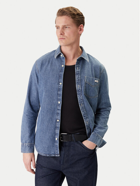 Calvin Klein Jeans Koszula jeansowa LV04RE708G Niebieski Regular Fit