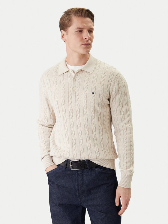 Tommy Hilfiger Sweter Classic MW0MW41955 Beżowy Regular Fit