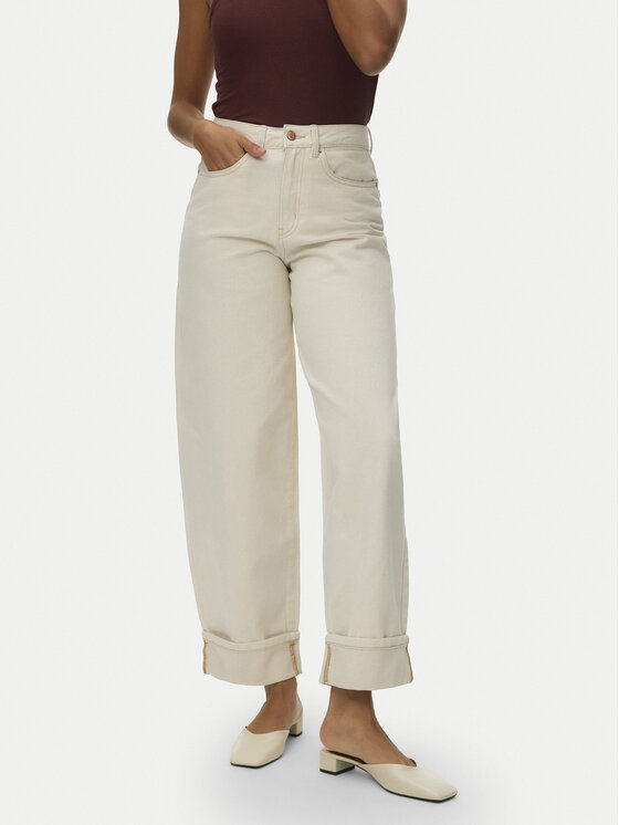 Vero Moda Jeansy Zelda 10339347 Beżowy Wide Leg
