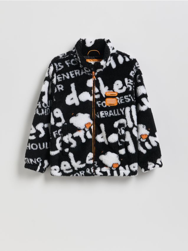 Reserved - Kurtka sherpa - czarny