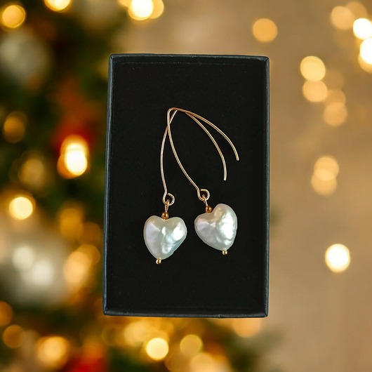 Serce - perła : kolczyki : wyjątkowy prezent PREMIUM