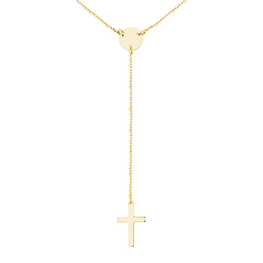 Naszyjnik długi różaniec z krzyżem srebro 925 złocony