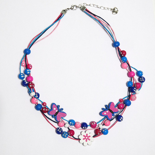 Naszyjnik - Kwiat, motyle - sznureczki - dla dzieci
